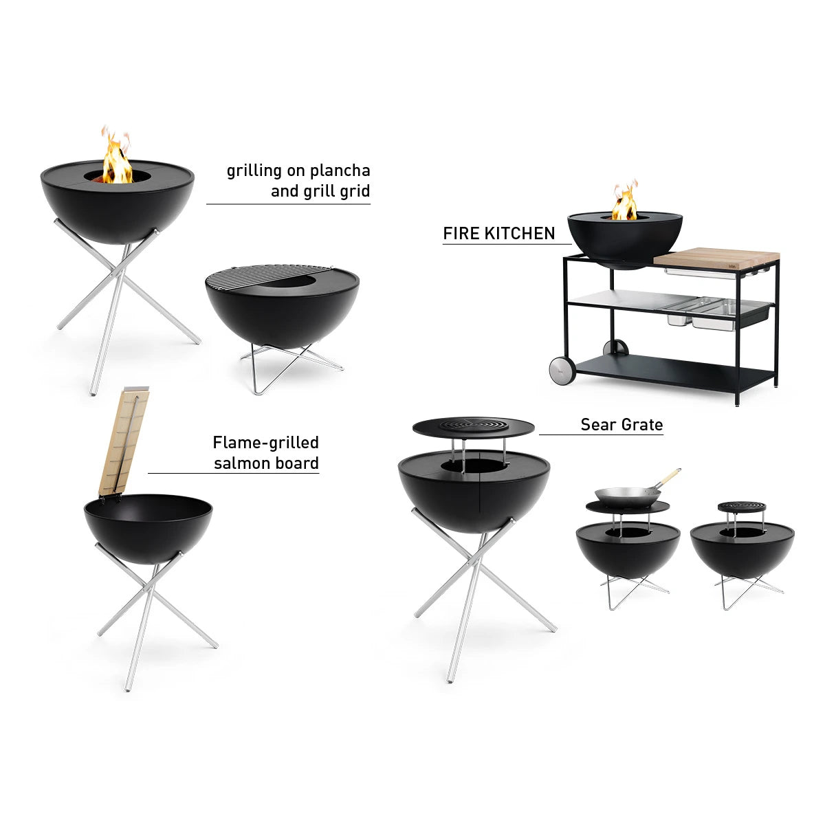Höfats Bowl 57 Vuurkorf Plancha BBQ Set hoog