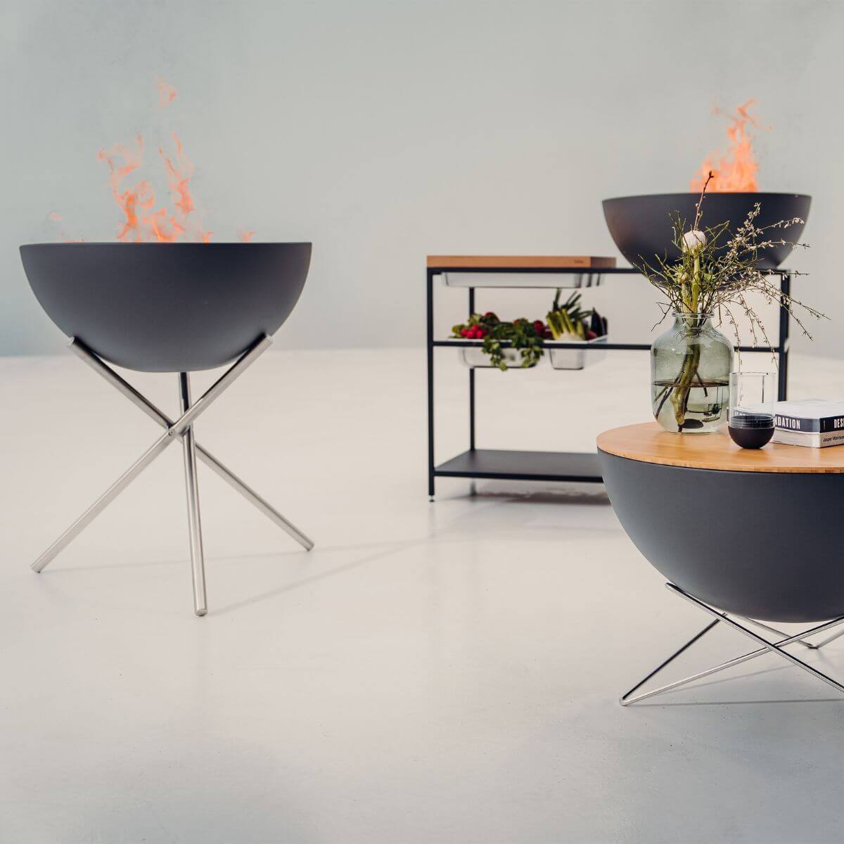 Höfats Bowl 70 Vuurkorf Plancha BBQ Set laag