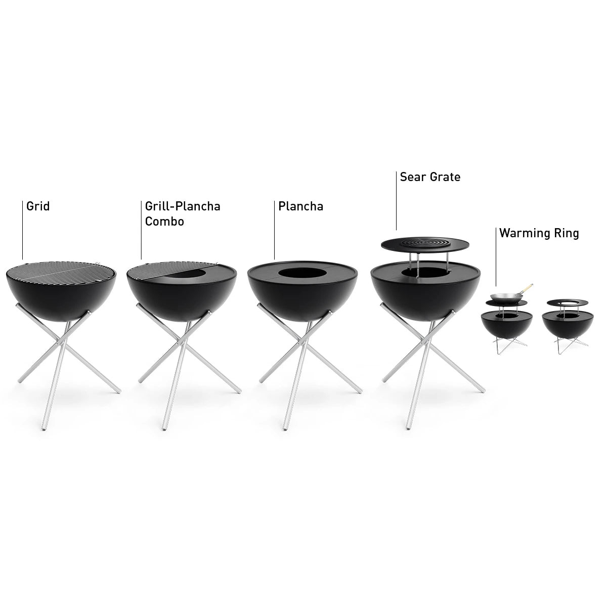 Höfats Bowl 57 Vuurkorf Plancha BBQ Set hoog