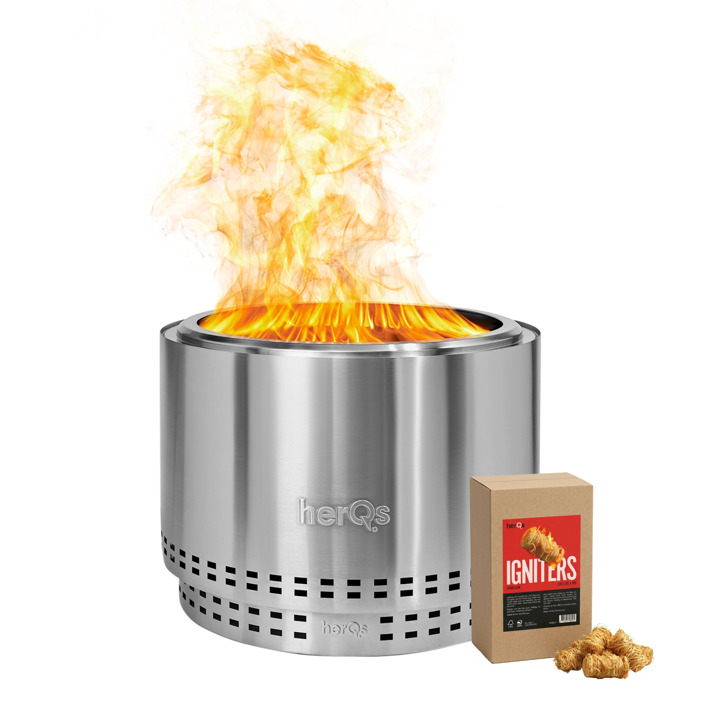herQs Smokeless FirePit Chief + Gratis Igniters