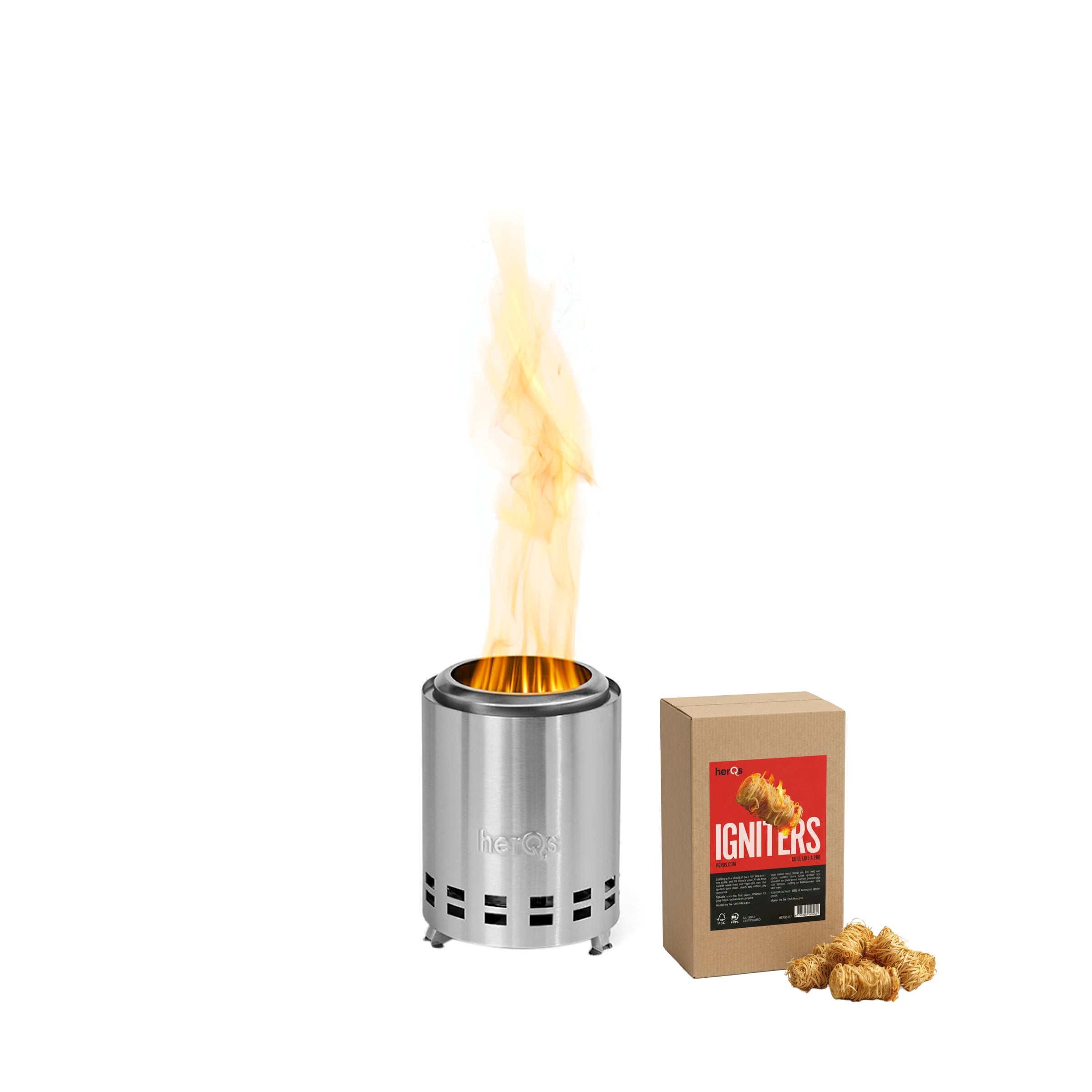 herQs Smokeless FirePit Mighty + Gratis Igniters
