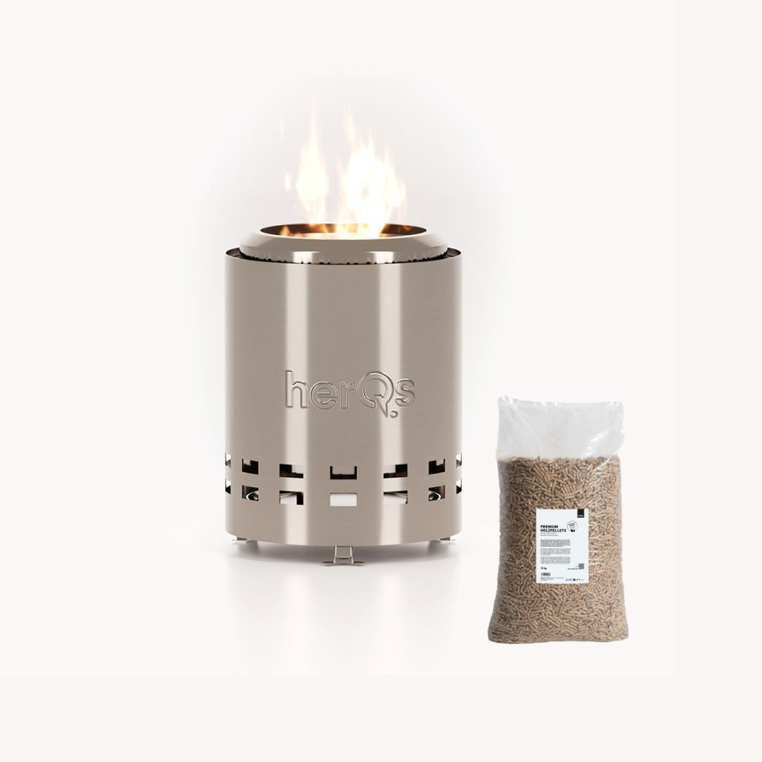 herQs Smokeless FirePit Mighty + Premium Houtpellets Voordeelbundel