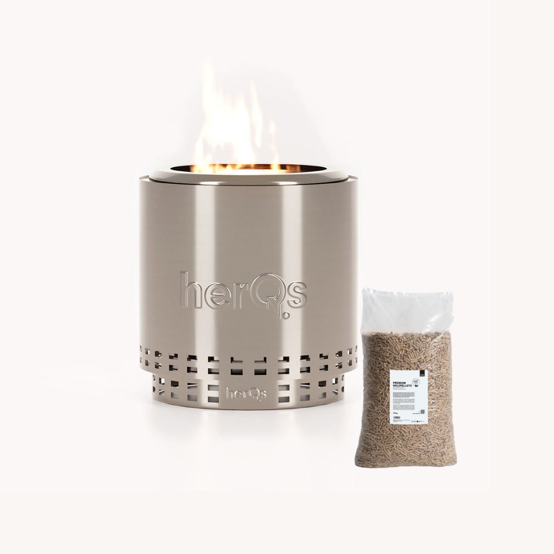 herQs Smokeless FirePit Cozy + Premium Houtpellets Voordeelbundel