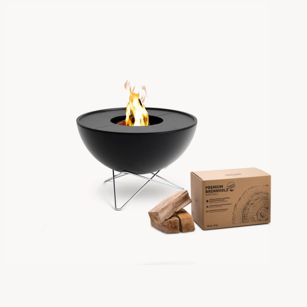Höfats Bowl 57 Vuurkorf Plancha BBQ Set laag + Premium Hout Voordeelbundel