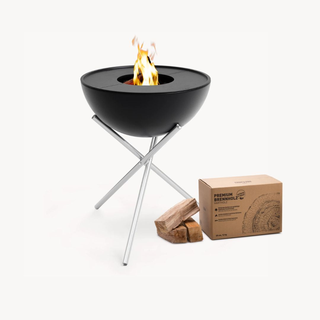 Höfats Bowl 70 Vuurkorf Plancha BBQ Set hoog + Premium Hout Voordeelbundel