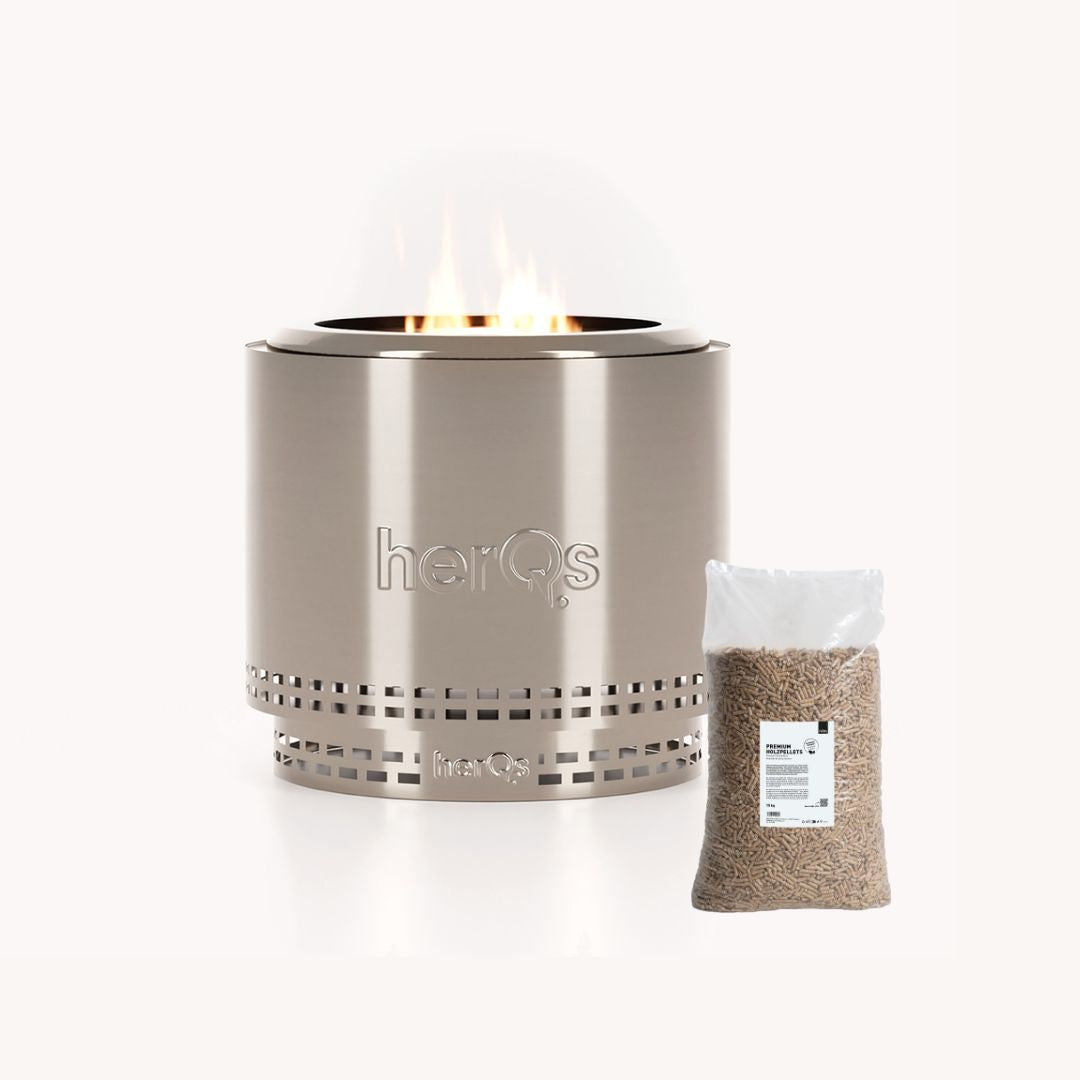herQs Smokeless FirePit Blaze + Premium Houtpellets Voordeelbundel